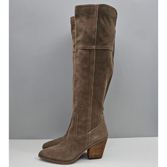 NEW Blondo Windie Over The Knee Boot Women 9.5 Taupe Suede Waterproof Heeled - Picture 1 of 16